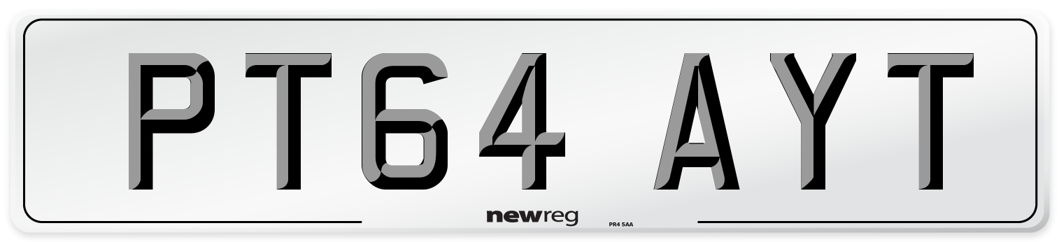 PT64 AYT Number Plate from New Reg